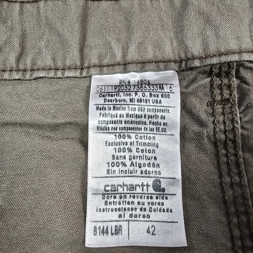 Carhartt Shorts Mens 42 Khaki Work Utility Carpenter B144 LBR Cotton‎ 40x7